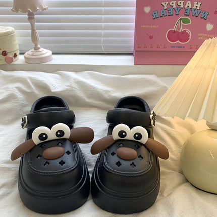 Eva Cartoon Big-Eyed Dog Girl 2026 Summer Outdoor Clogs Super Popular with a Stepping-On-Clouds Feel, Dual-Wear Thick-Soled Closed-Toe Slippers