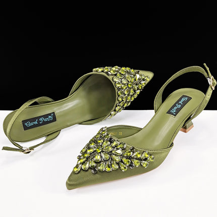 Queenyan Export Mirror Large Diamond Clutch and Women's High-Heeled Shoes Combination Set Elegant and Simple Banquet