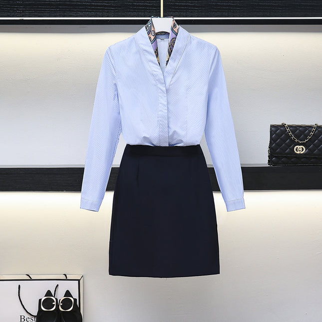 High-end professional dress winter long sleeve civil servant interview formal dress women beauty salon jewelry overalls professional temperament
