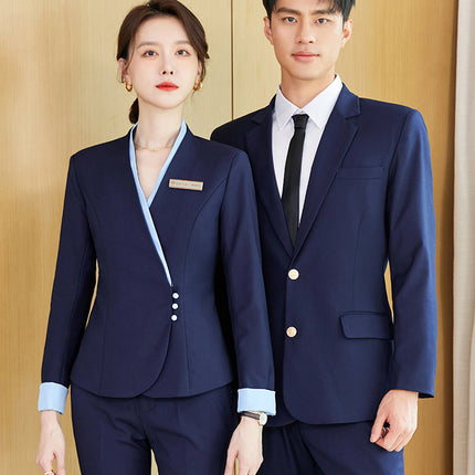 Hotel front desk reception work clothes suit professional suit women's high-end embroidered new Chinese style welcome ceremony clothes