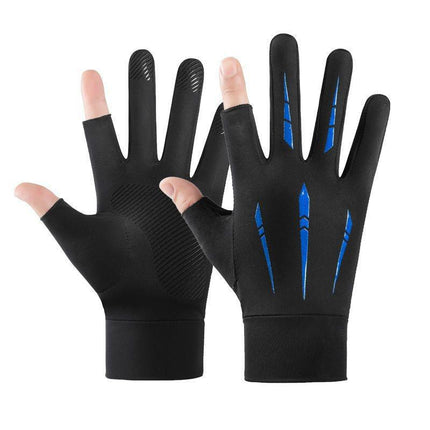 Cycling Gloves, Outdoor Driving Gloves, Electric Vehicle Sun Protection Gloves, Non-Slip Touch Screen Fingerless Gloves, Men's Fishing Ice Silk Gloves Wholesale