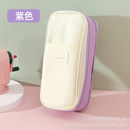 Large-Capacity Retractable Pencil Case Stationery Box in Japanese and Korean Style, Macaron Color, Upgraded Version for Primary and Secondary School Students, in Stock