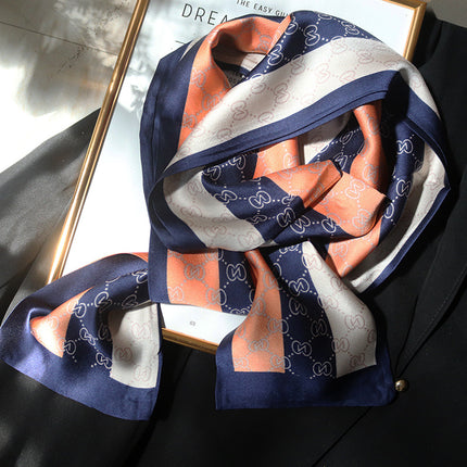 Spring and Summer New Double-layer New Silk Satin Neck Protection Scarf Women's Autumn and Winter Matching Shirt Elegant All-match Scarf