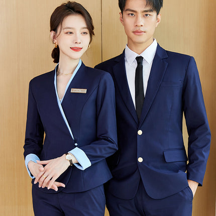 Hotel front desk reception work clothes suit professional suit women's high-end embroidered new Chinese style welcome ceremony clothes