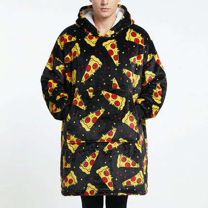 Hooded Blanket Hoodie Blanket Cross-Border Flannel Thickened Lamb Fleece Robe Fleece Pullover Tv Blanket