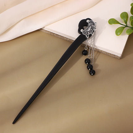 Antique Hairpin Tassel Step Wooden Hairpin Imitation Ebony Headwear Disc Hair Han Clothes Accessories Hair-pulled Ancient Clothes Hair Women