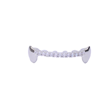 Europe and the United States best selling hip-hop tiger teeth with zirconium decorative braces TeethGrillz real gold plating braces factory direct sales