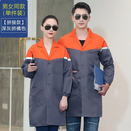 Coat Work Clothes, Wear-Resistant, Dirt-Resistant, Thickened Outer Coveralls, Anti-Dirty Clothes, Mid-Length Work Clothes, Labor Protection Clothes, Custom-Made Coat