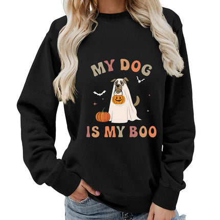 Amazon Cross-border Foreign Trade Source my dog Printed Round Neck Women's Jacket Sweatshirt Jacket Casual Loose European Size