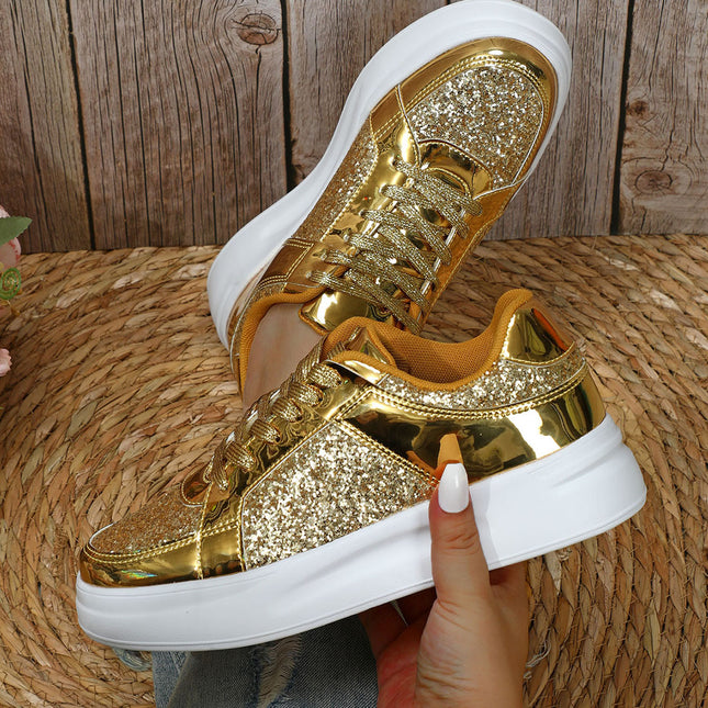 Spring and Autumn Fashionable Glitt Platform Board Shoes Increased Breathable Casual sneaker Couple's Outdoor Trendy Shoes