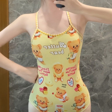 Cute Girl Slim-fit Slim-fit Small Chest Beautiful Back Professional Racing Swimming Lesson Training Student's Piece Swimsuit Women