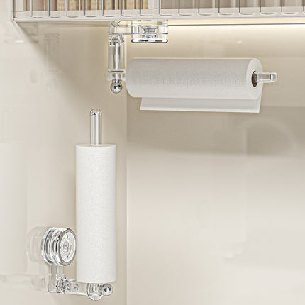 Suction Cup Kitchen Tissue Rack Punch-free Cabinet Paper Hanger Preservative Film Storage Lazy Rag Hanging Rod Roll Paper Rack