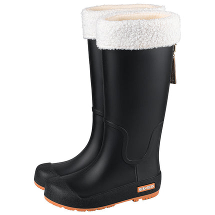 2024 New Cross-border Time Wear Rain Boots Women's High Rain Boots Outdoor Korean-style Waterproof Warm Long Boots