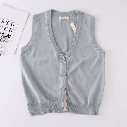 Cyanotic waistcoat [Jizhou Tea Love] JK waistcoat vest v-neck knitted sweater cardigan sleeveless Japanese jk women