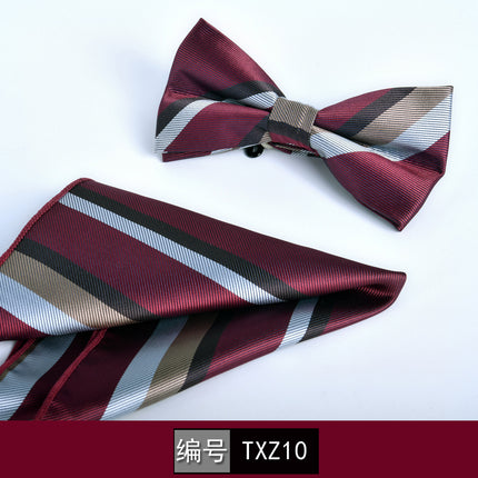 Bow tie square men's two-piece wine red series new spot business executive professional style groom wedding