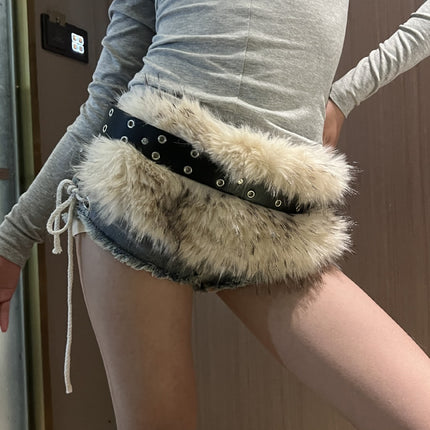 New Rabbit Fur Belt D. I .A OOTD Mao Mao Belt Europe and America Cross-border Hot Sexy Spice Girl Waist Cover Wide Belt