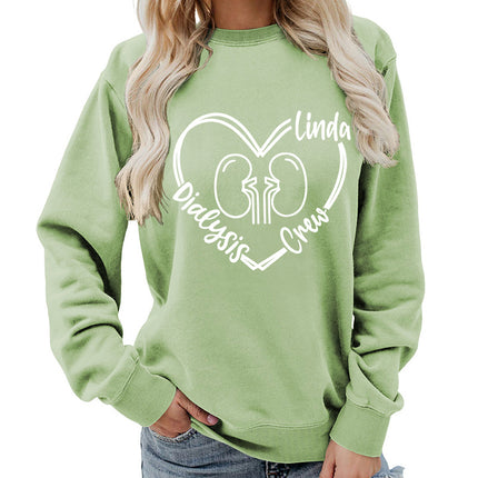 Foreign trade supply dialysis love printing round neck women's coat sweater foreign trade supply autumn and winter coat leisure