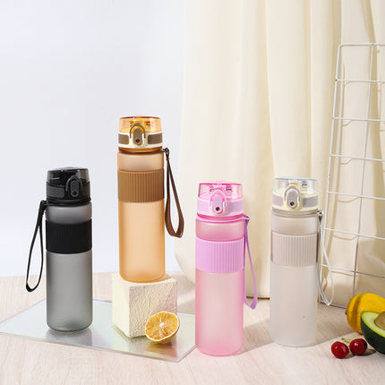 Frosted Handfeel Sports Water Cup Plastic Handheld Cup Men's and Women's Creative Portable Student Kettle with Lid High Color Value Water Cup