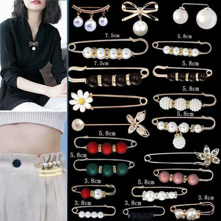 Imitation Pearl Pin suit Pants Waist Tight Artifact Pin Fixed Clothes Waist Change Small Artifact Anti-running Light Accessories