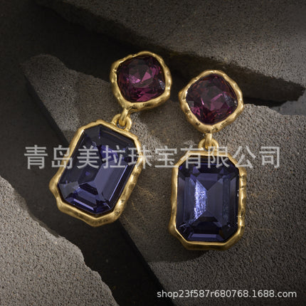 Oscardelarenta new crystal sugar vintage earrings niche design geometric simple fashion high sense