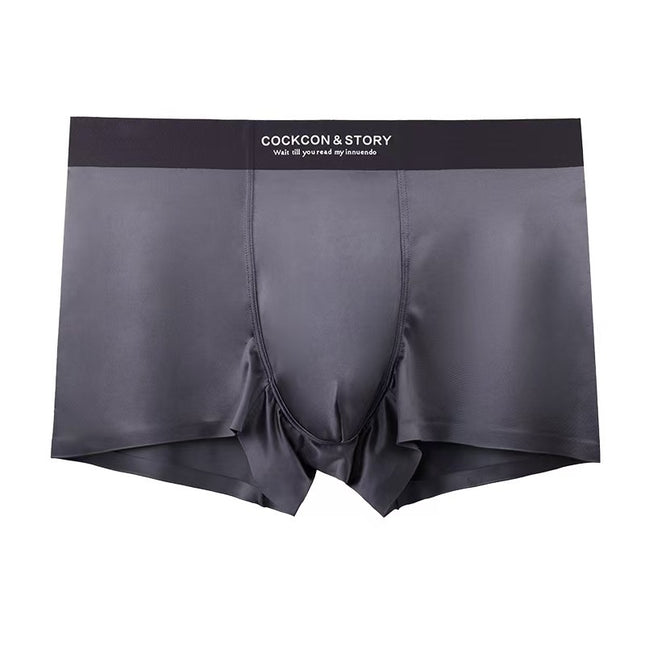 2025 New Men's Underwear Ice Silk Antibacterial Silky Brocade Satin Extended Anti-Wear Leg Sports Boys' Boxer Briefs