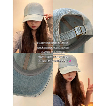 Washed old Denim baseball cap women's retro all-match face small outdoor sports leisure sunshade duck tongue hat tide
