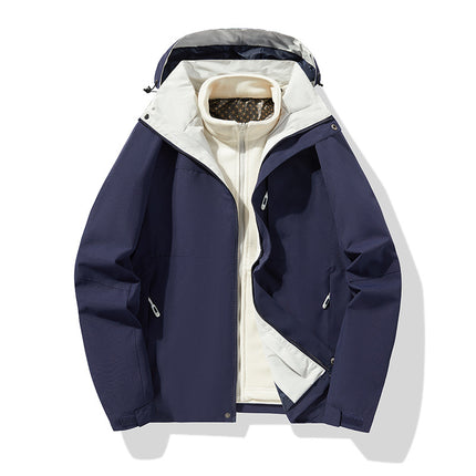 Outdoor Charge Clothes Autumn and Winter New Graphene Removable Three-in-One Two-Piece fleece-lined Thickened Silver Fox Cashmere Jacket