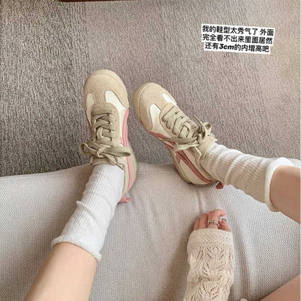 Pigskin Su Yinyin 4.5cm Soft Collapse Interior Height Silk Color-matching Heel Forrest Gump Casual Shoes Women's German Training Shoes
