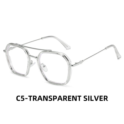 Fashion trend large frame glasses frame new anti-blue light men's and women's myopia glasses frame simple artistic flat mirror