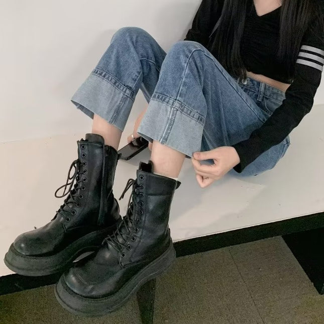 High waist curling straight jeans women's loose 2024 Summer new wide leg slimming high-looking all-match pipe pants