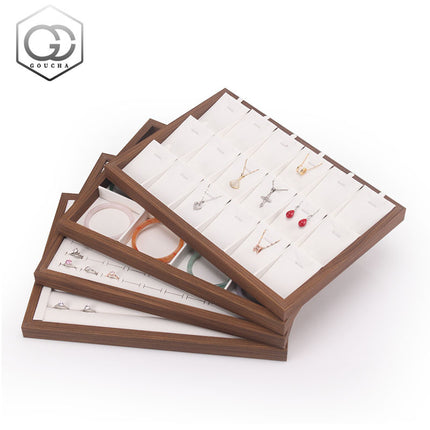 Black walnut wood grain jewelry plate ring necklace bracelet jewelry display plate ring watch bracelet window box