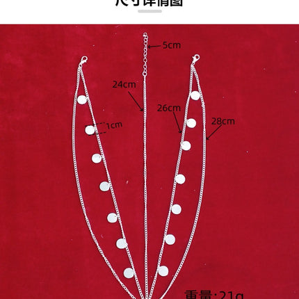European and American new bohemian wafer layered hair chain female wedding jewelry multi-layer personalized Gypsy sequined head chain