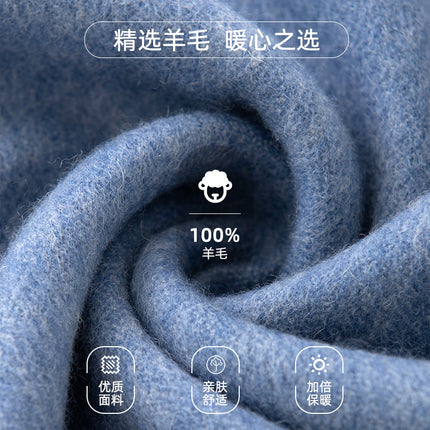 100% Wool Satin Double Face Towel Women Elegant Wool Scarf Simple All-match Warm Cold-proof Shawl