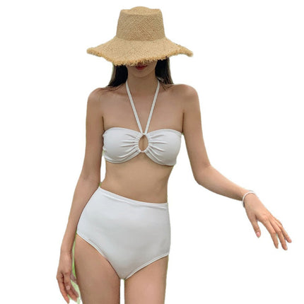 Split Swimsuit Women's Korean-style Bikini New Ins-style Tight-fitting Gathering Hollow-out High-waist Pure-style Bikini for Women