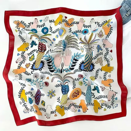 70 Silk Scarf Square Scarf High-end Korean Style Fashion All-match Professional Silk Small Scarf Retro Printed Silk Scarf for Women