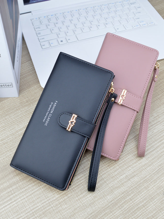 New Wallet Women's Long Multi-Card Holder Zipper Buckle Wallet Fashionable Simple Soft Wallet Change Clutch Bag