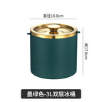 3l double layer ice bucket dark green + ice clip