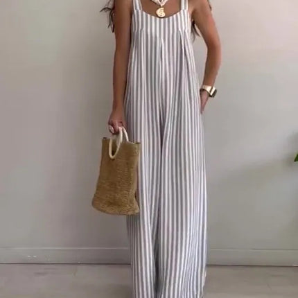 2024 New Women's Clothing Casual Loose Striped Suspender Pants Women's Clothing