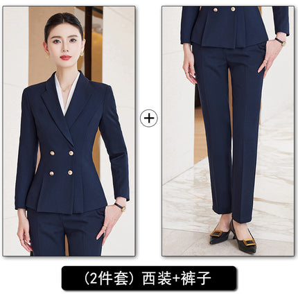 Autumn and Winter Professional Small Suit Suit, Feminine Formal Suit Two-Piece Suit, Beautician Front Desk Work Clothes
