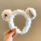 White curly hair cloth label headband (DN1331)