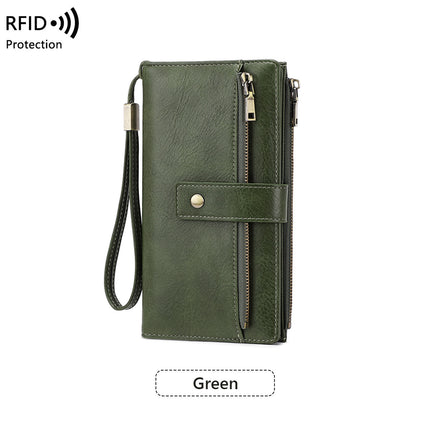 Cross-Border New Rfid Anti-Magnetic Women's Wallet with Multiple Card Slots 70% off Long Wallet European and American Retro Fashion Clutch Bag