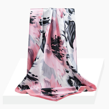 Spring and Autumn New 90 Square Scarf Printing Silk Satin Hangzhou Scarf Square Scarf Shawl Gift Factory Wholesale