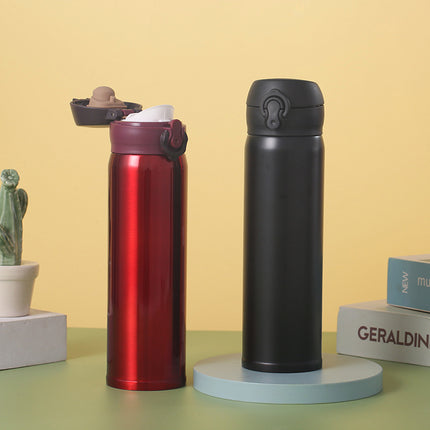 304 Stainless Steel Thermos Cup, High-Looking Bouncing Cup with Lock, Outdoor Portable Car Water Cup, Printed Gift Cup