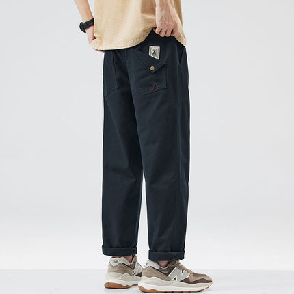 American Pure Cotton Cargo Pants Men's Loose Straight 2025 Spring, Autumn and Summer New Casual Sports Wide-Leg Long Pants