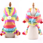 Four-leg flannel with ball colorful stripes / XS back length 20cm