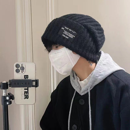Hat Autumn and Winter Fashion Korean Knitted Hat Piled Big Head Big Brim Wool Hat All-match Face Show Small Warm Cold Hat