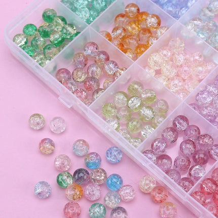 24 Grids 360Pcs Two-Color 8mm Glass Burst Beads Handmade DIY Jewelry Necklace Jewelry Accessories Set Box Geometry