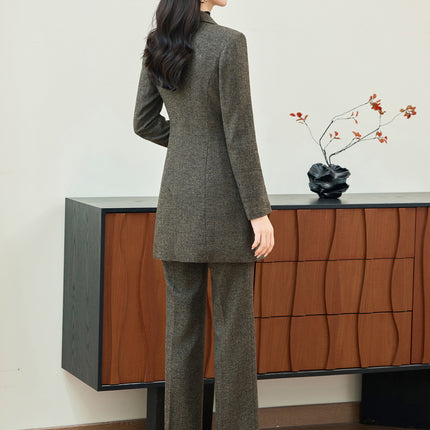 Cross-Border Autumn and Winter New Long-Style Suits, Professional Attire for Women, Mid-Length Fashionable Design, High-End Suit Sets