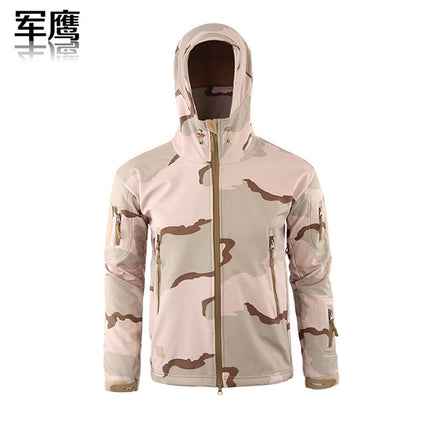 2026 Cross-Border Military Eagle Shark Skin Soft Shell Tactical Camouflage Jacket Men's Warm Breathable Wear-Resistant Military Fan Waterproof Jacket