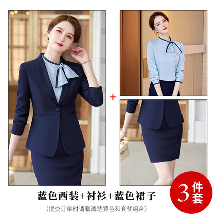 Professional Suit Long Sleeve Dress Women's Autumn Tooling Hotel Manager Dress Jewelry Store Front Desk Reception Work Clothes